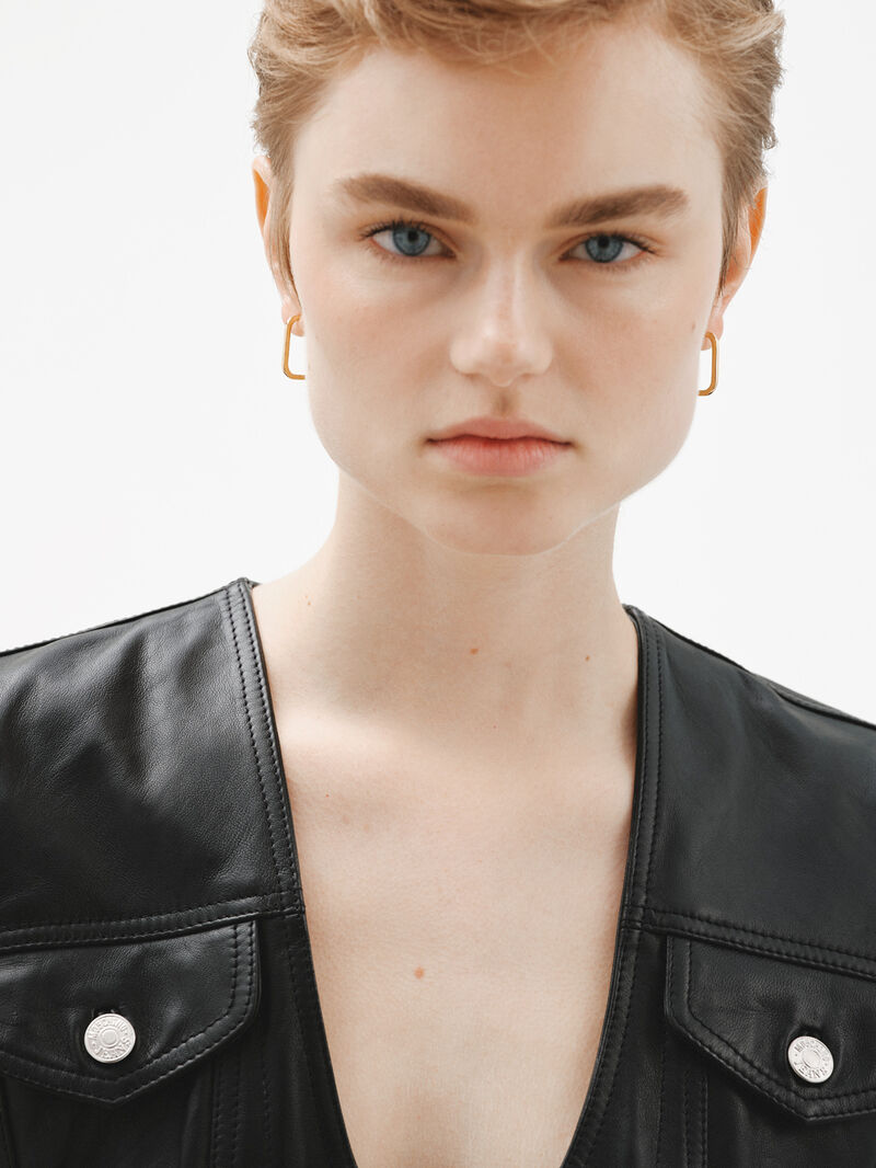 Large square hoop earrings made of 925 silver coated in 18K yellow gold image number 3