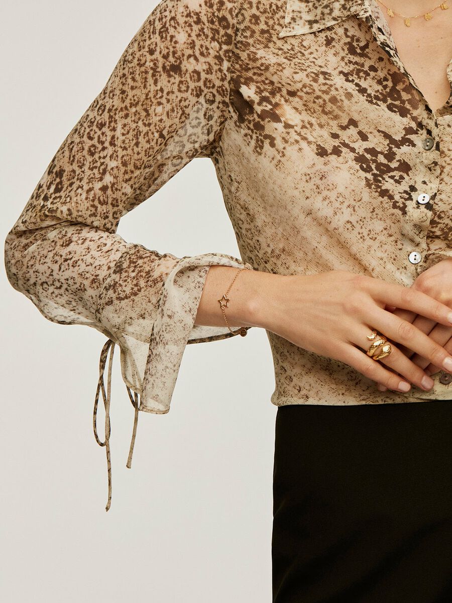 Gold plated hollow star bracelet , J01373-02, hi-res