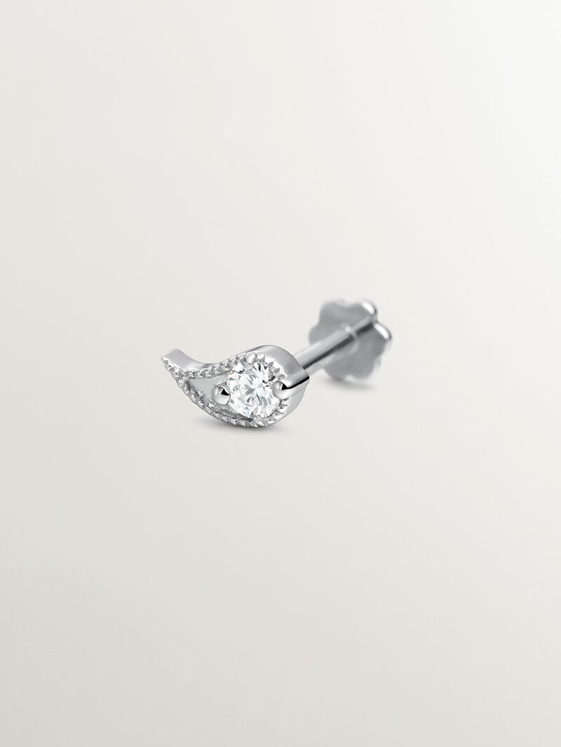18K white gold piercing with diamonds and teardrop shape. image number 4