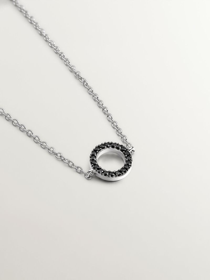 925 Silver bracelet with circle of black spinels image number 2