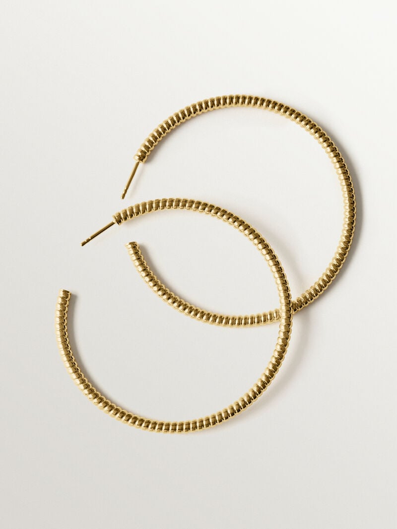 925 sterling silver hoop earrings plated with 18K gold image number 2