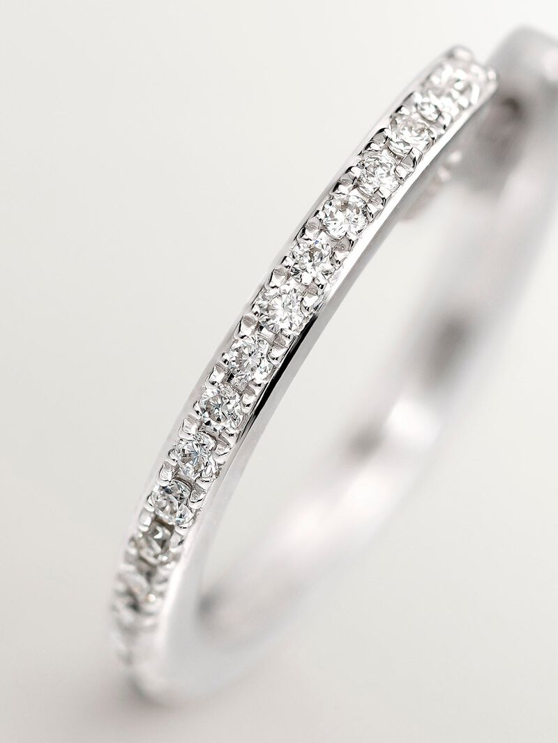 18K white gold small hoop earring with diamonds. image number 4
