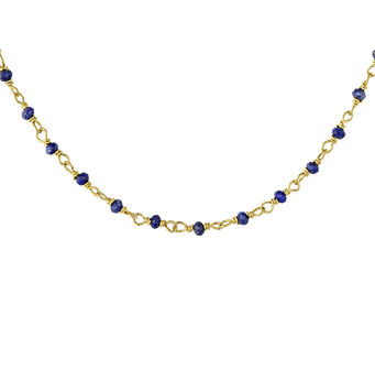 Gold plated silver black spinel necklace, J04880-02-LPS, mainproduct