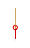 Long single chain earring in yellow gold-plated silver with a heart and red enamel, J05160-02-ROJENA-H