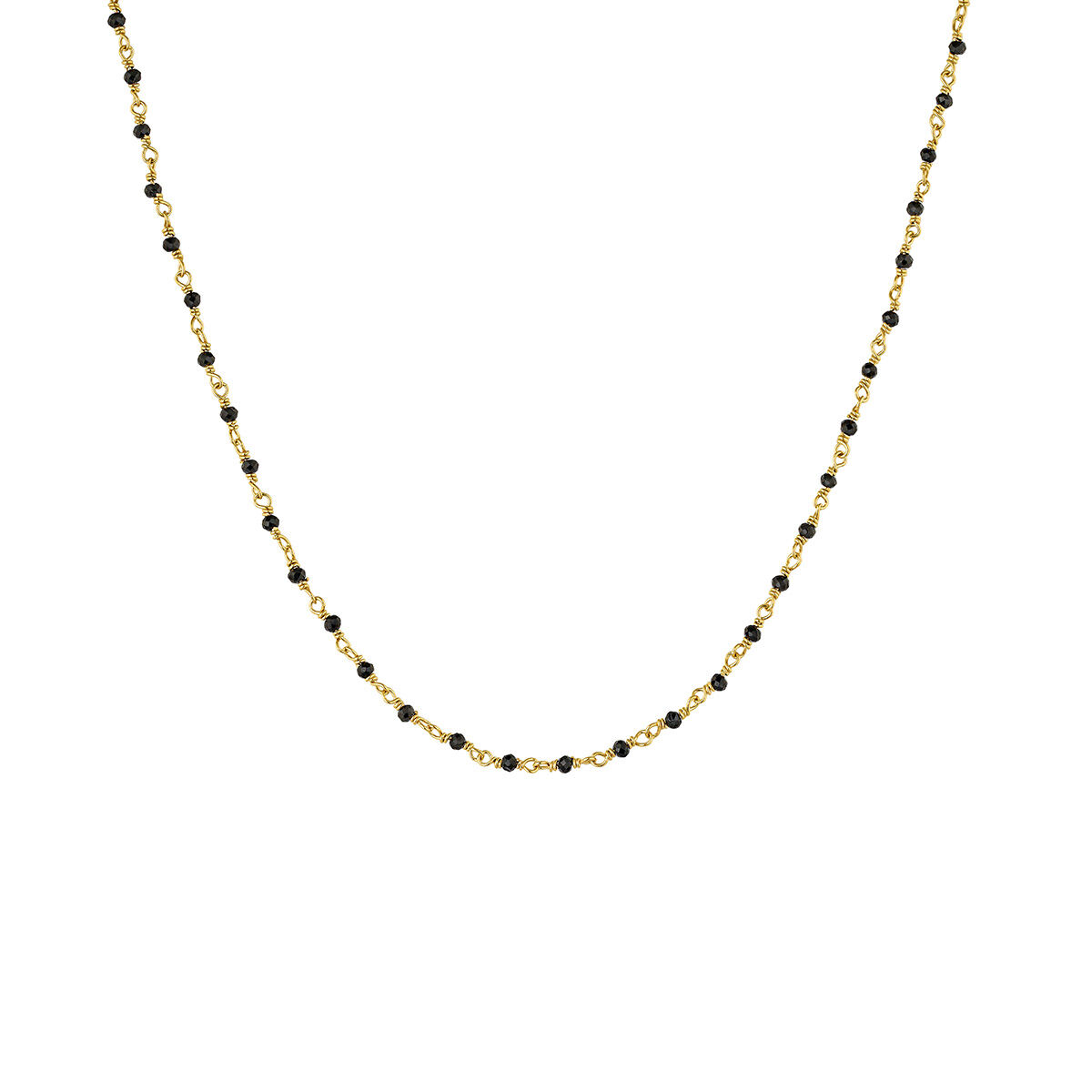 Gold plated silver black spinel chain necklace , J04880-02-BSN, hi-res