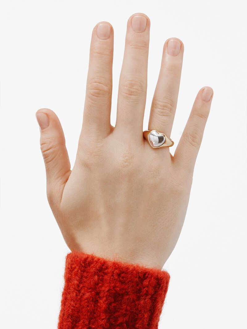 925 combined silver seal ring bathed in 18k yellow gold image number 1