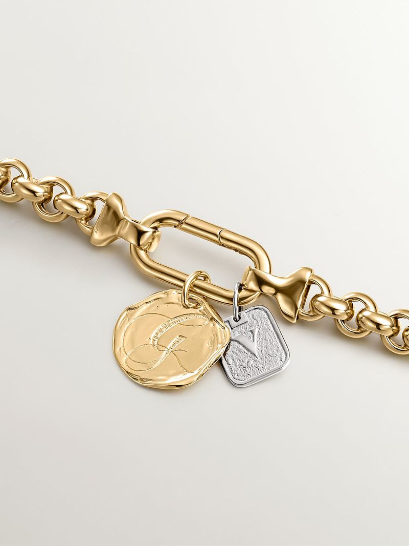 Handcrafted 925 silver charm dipped in 18K yellow gold with the initial G. image number 4
