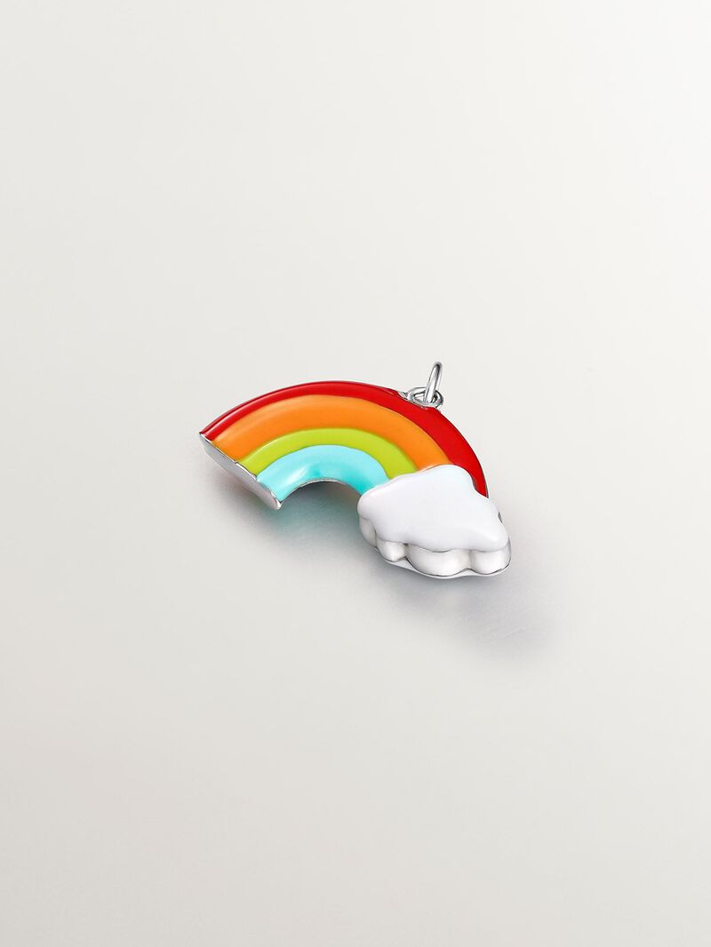 925 silver charm shaped like a rainbow and multicolored enamel image number 2
