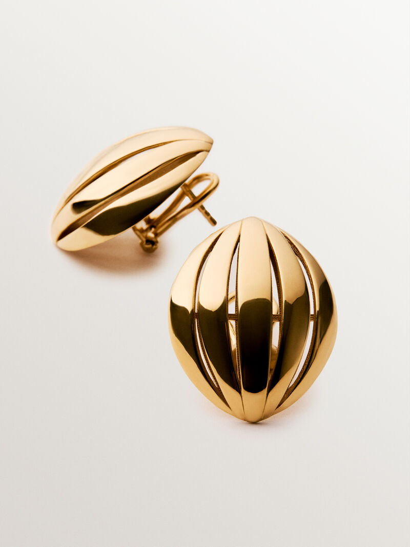 18K yellow gold plated 925 silver earrings with oval shape image number 2
