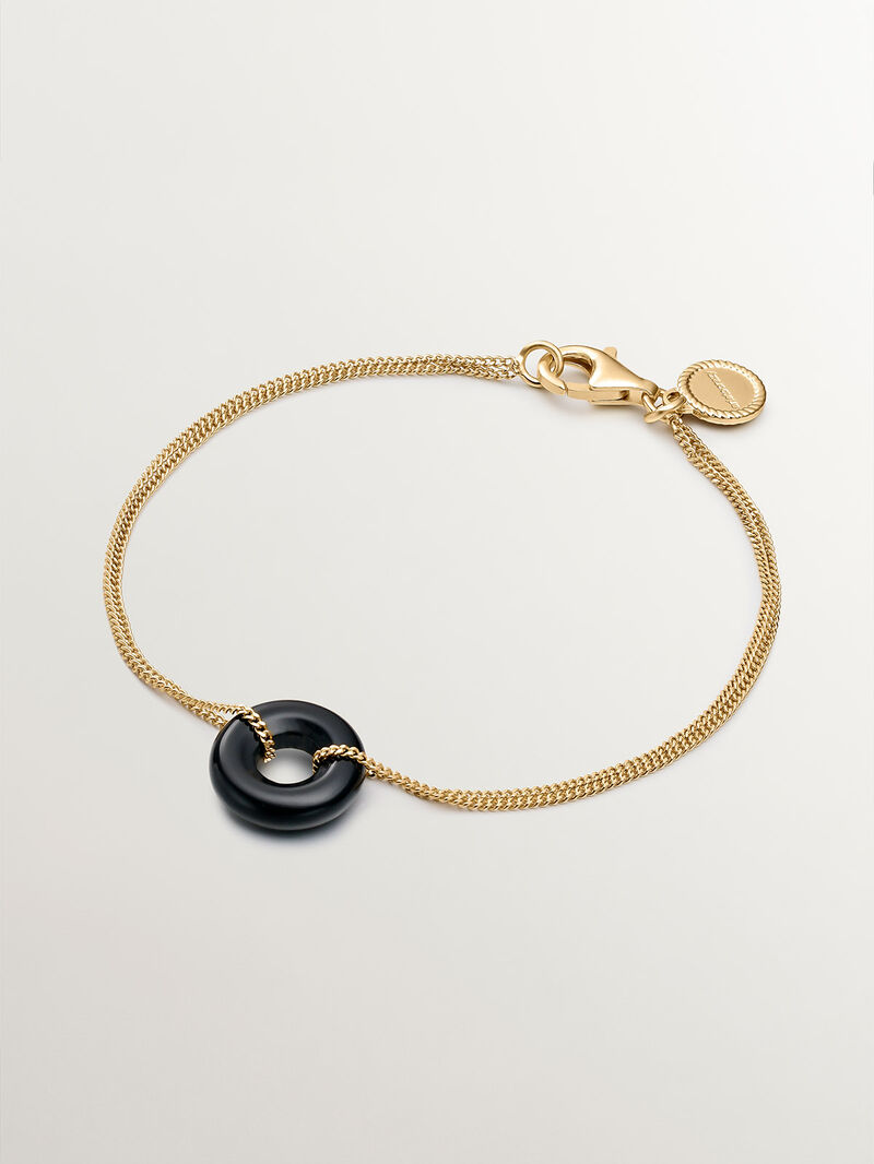 925 silver bracelet in 18k yellow gold with black ónix image number 0