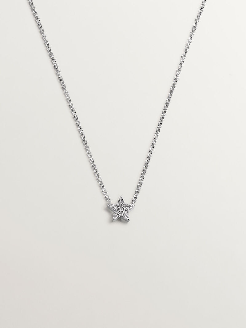 18K White Gold Diamond Star Pendant image number 0
