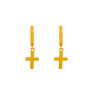 Gold plated cross hoop earring , J01904-02