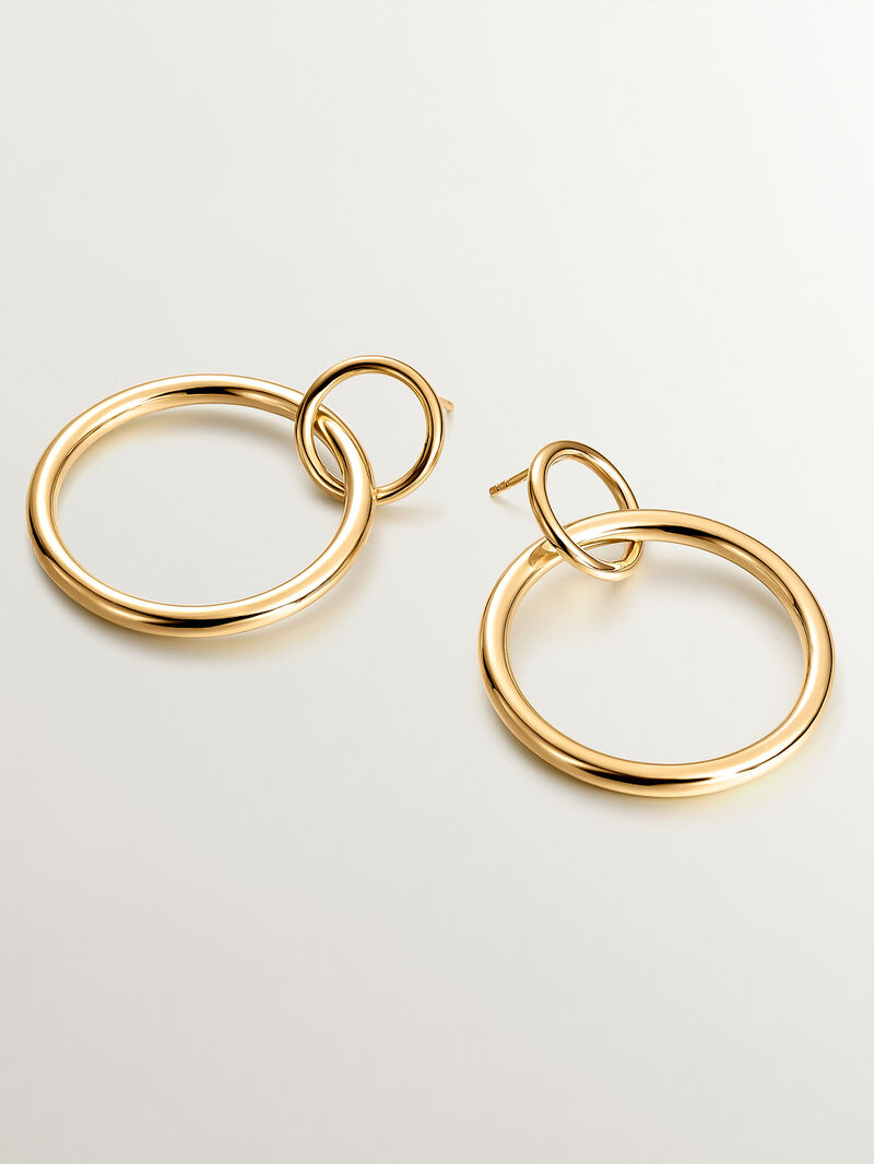 Double hoop earrings in 925 silver coated in 18K yellow gold. image number 4