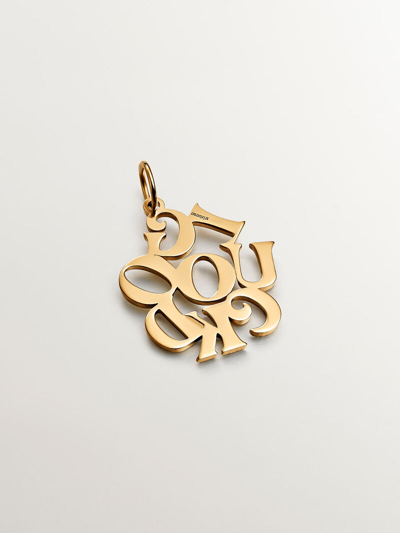 925 silver charm bathed in 18k good yellow gold image number 2