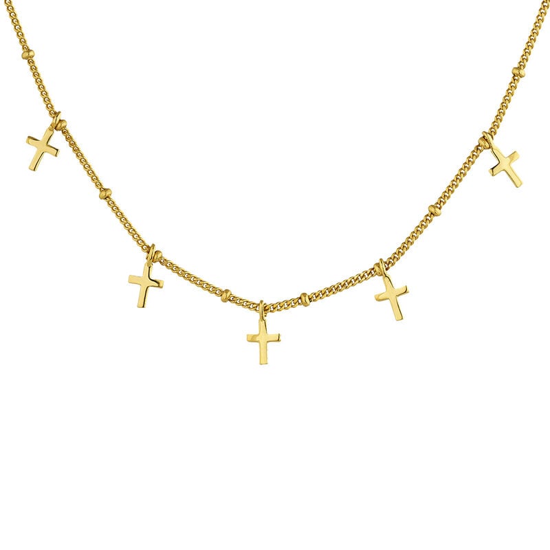 Gold-plated silver necklace with several crosses , J04863-02, mainproduct