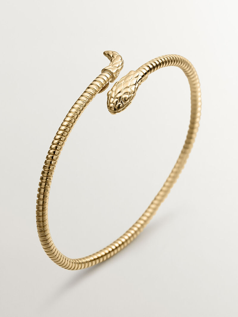 925 Silver bracelet bathed in 18K yellow gold with a snake design. image number 4
