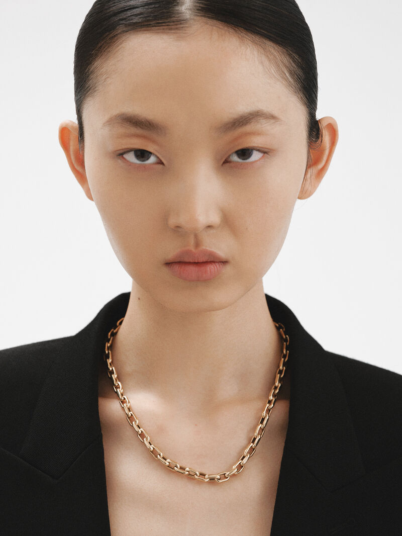 925 Silver Forza link necklace bathed in 18K yellow gold 45cm image number 1