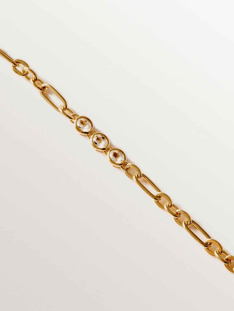18K yellow gold plated 925 silver necklace with white topazes image number 3