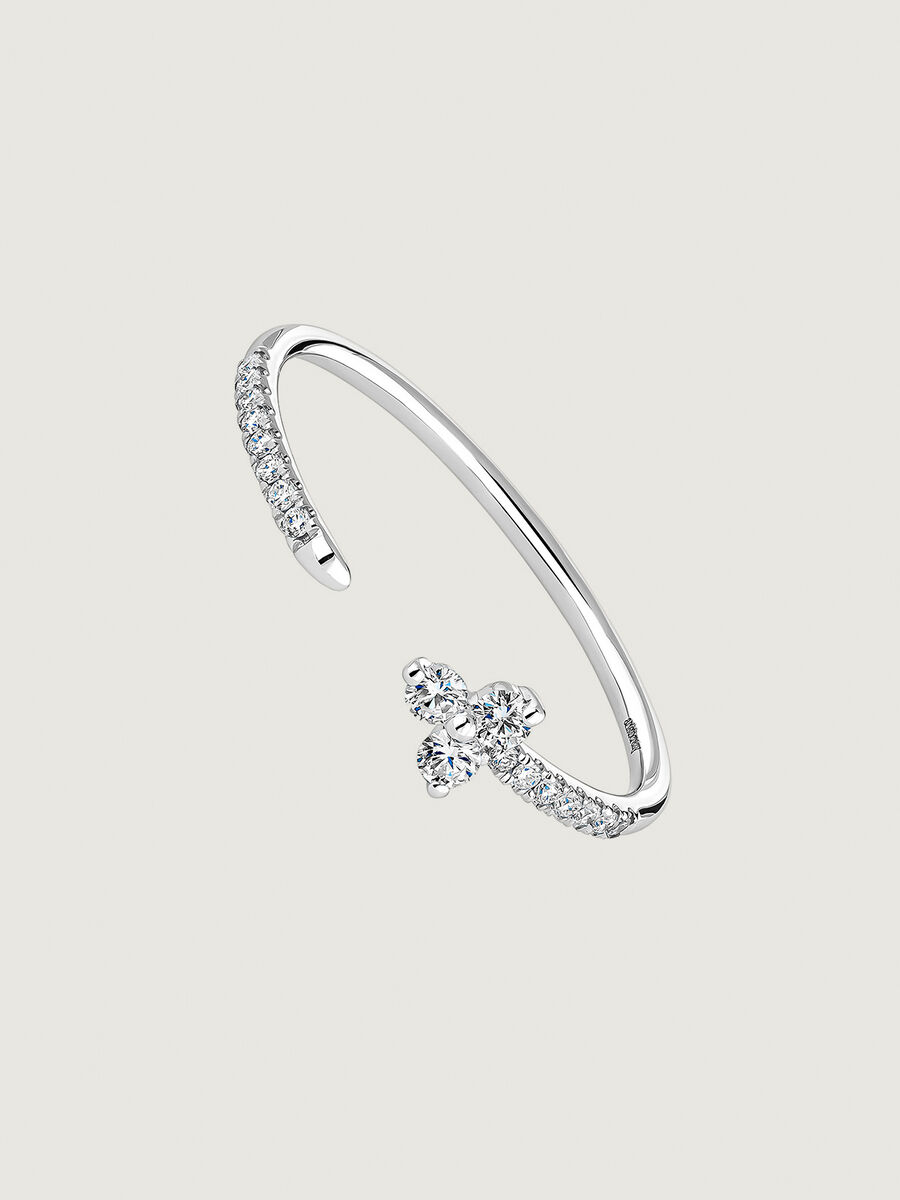 White gold diamond clover You and Me ring , J04433-01, hi-res