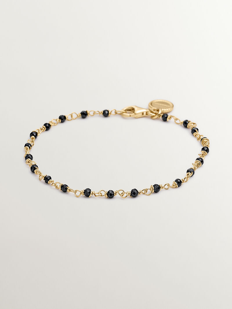 18K Yellow Gold Plated 925 Silver Bracelet with Black Spinel image number 0