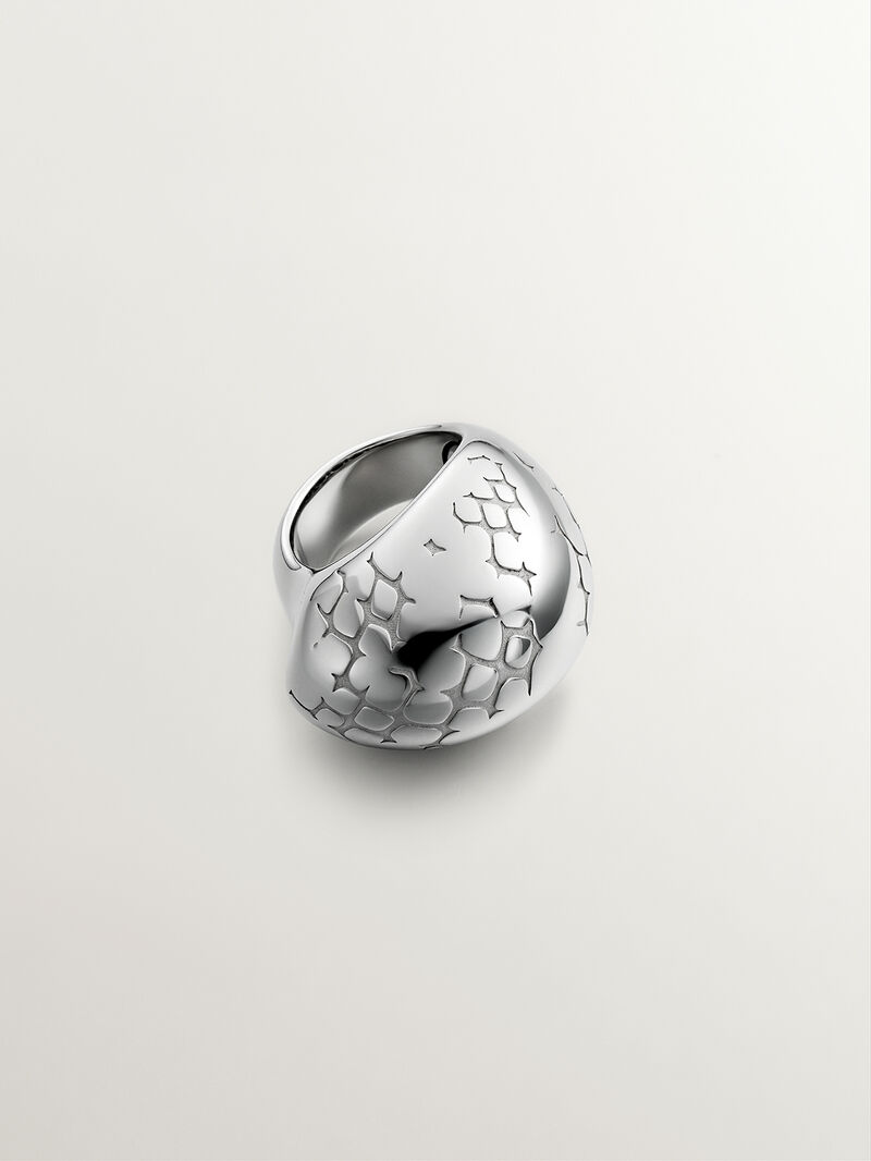 925 silver domed ring with snake texture image number 0