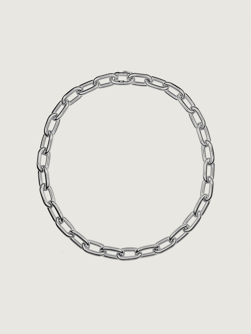 925 Silver Rectangular Link Necklace image number 0