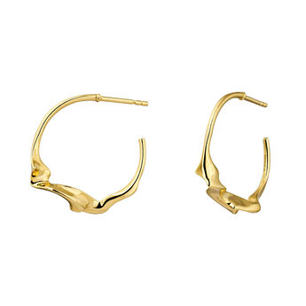 9kt yellow gold irregular hoop earrings, J05130-02,hi-res
