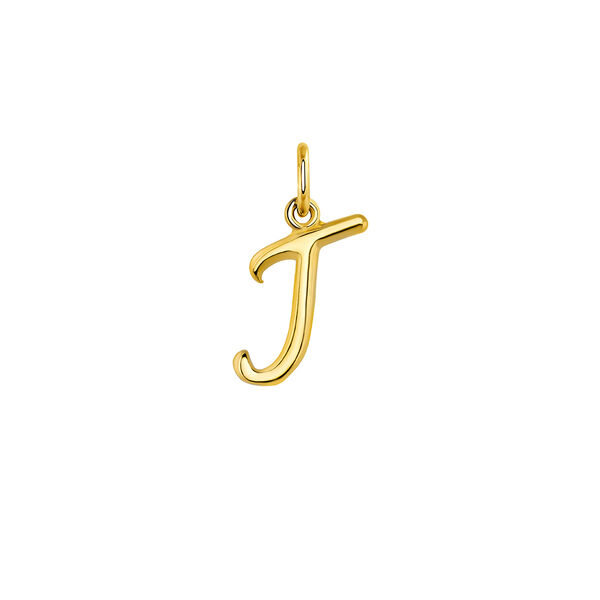 Gold-plated silver J initial charm , J03932-02-J,hi-res