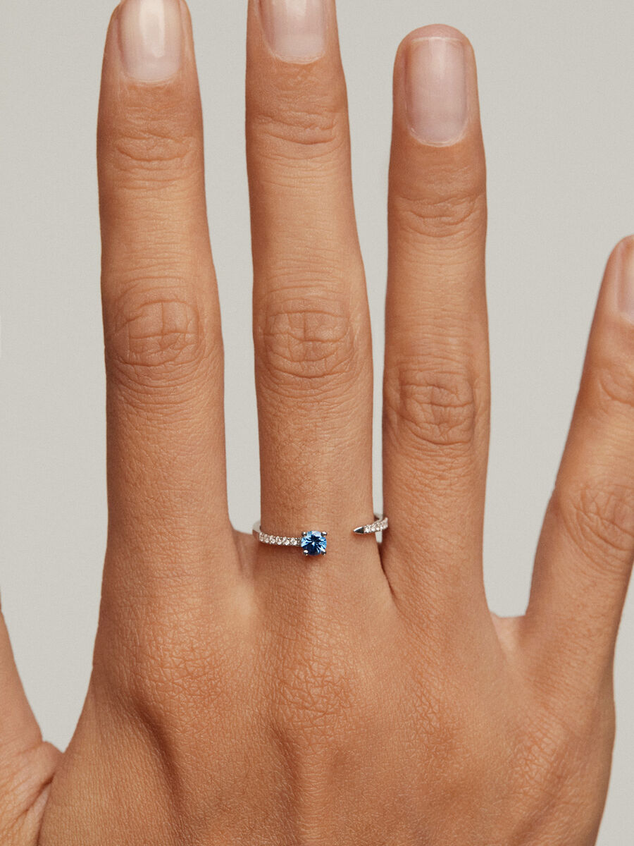 Bague ouverte saphir et diamants or blanc , J04064-01-BS, mainproduct