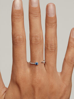 Anillo abierto zafiro y diamantes oro blanco 9 kt , J04064-01-BS, mainproduct