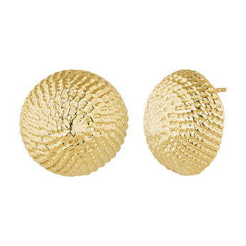 Maxi gold plated button wicker earrings , J04414-02,hi-res