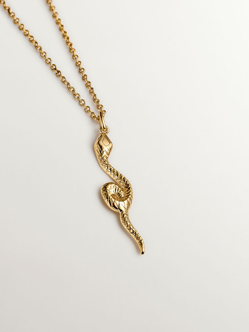 18K Yellow Gold Plated 925 Silver Pendant with Snake. image number 2