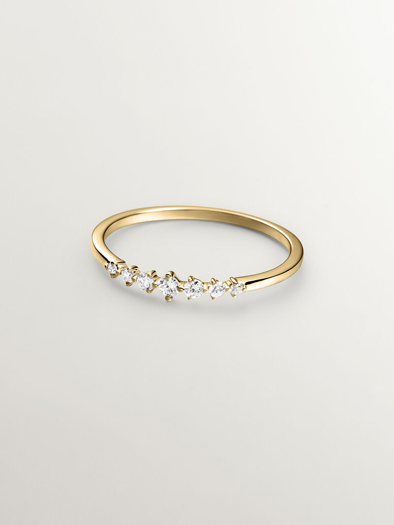 18K yellow gold ring with brilliant cut diamonds image number 2