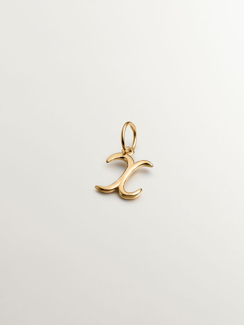 18K Yellow Gold Plated 925 Silver Charm with Initial X. image number 0
