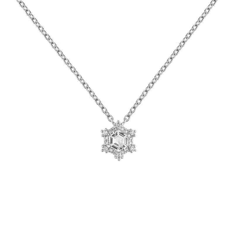Silver topaz and diamond necklace , J04812-01-WT-GD, mainproduct