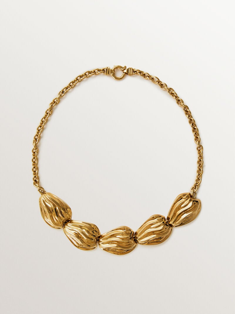 18K yellow gold plated 925 silver necklace with texture image number 0
