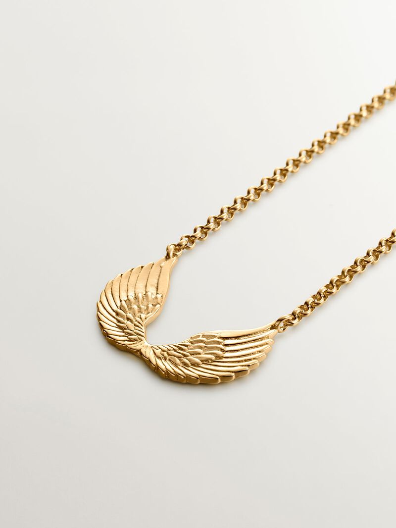 925 silver pendant bathed in 18K yellow gold with wings image number 2