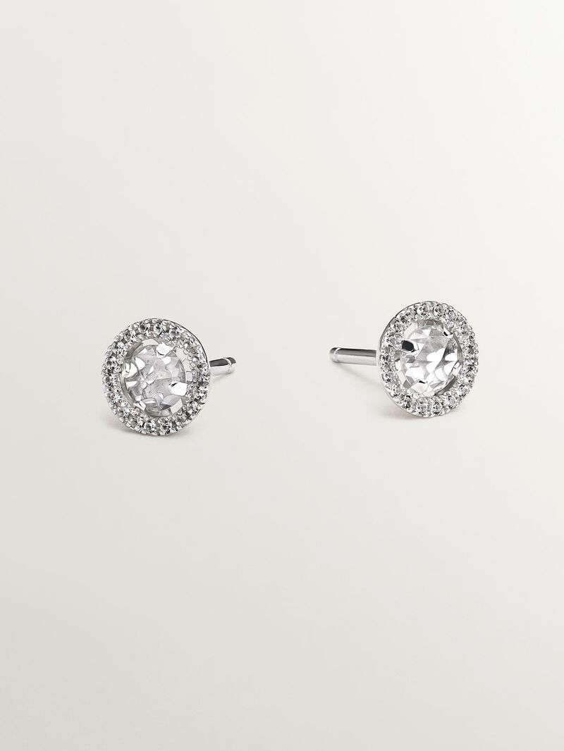 925 Silver earrings with white topazes and white sapphires. image number 0