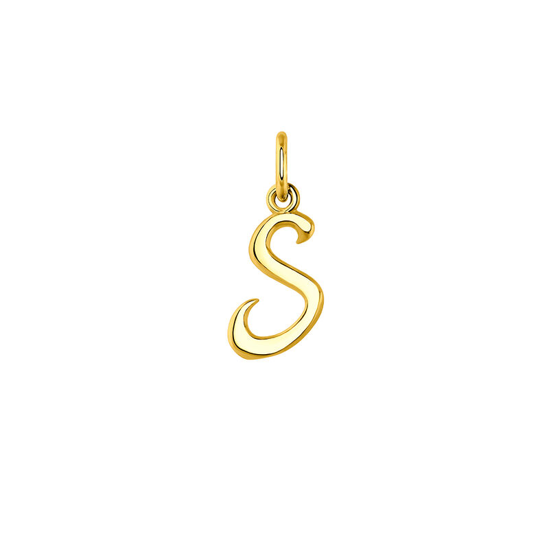 Gold-plated silver S initial charm , J03932-02-S, hi-res