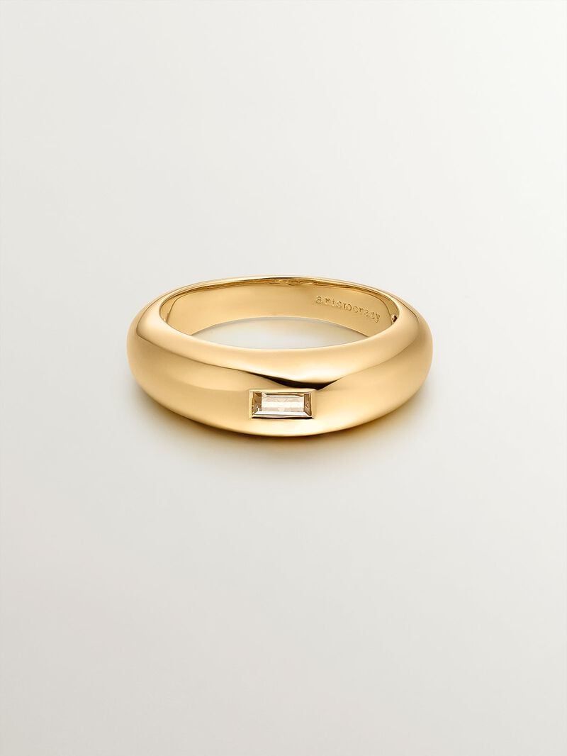 18K yellow gold plated 925 silver ring with white topaz image number 1