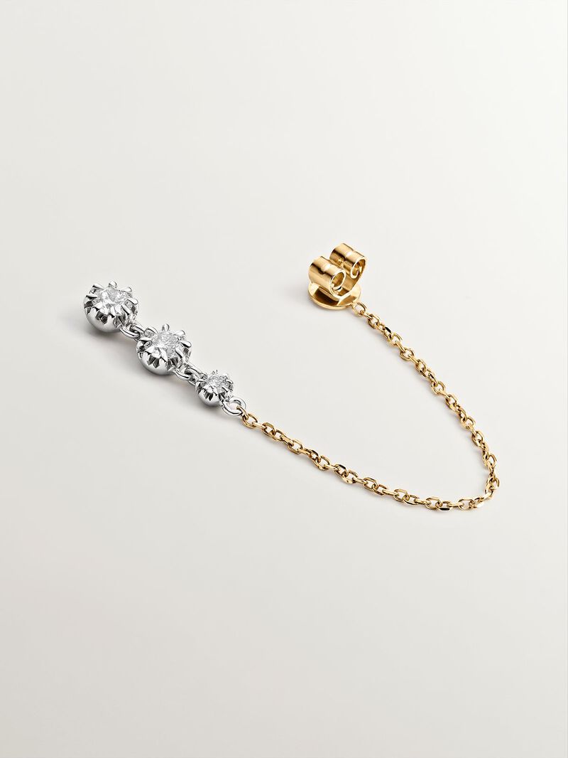 18K white and yellow gold earrings with brilliant cut diamonds image number 6