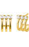 Triple gold plated hoop earrings with topaz , J03256-02-WT