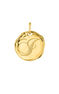 Charm medalla inicial J artesanal plata recubierta oro , J04641-02-J