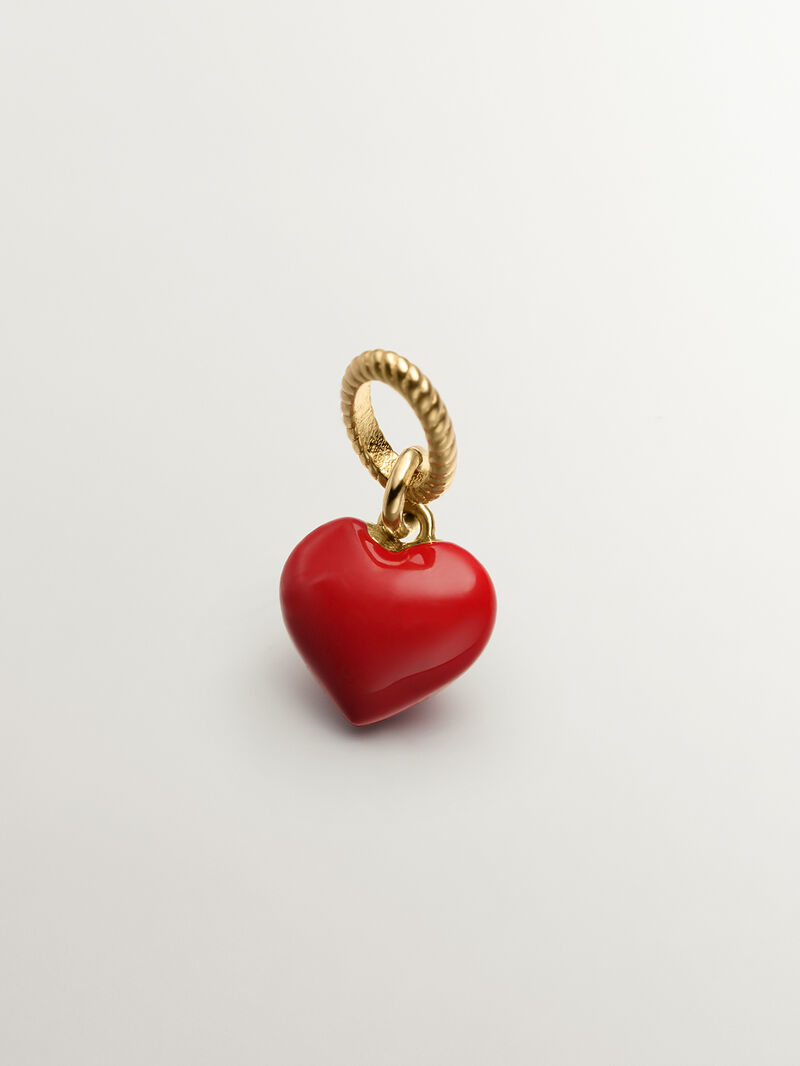 925 silver charm bathed in 18k yellow gold and red enamel shape image number 2