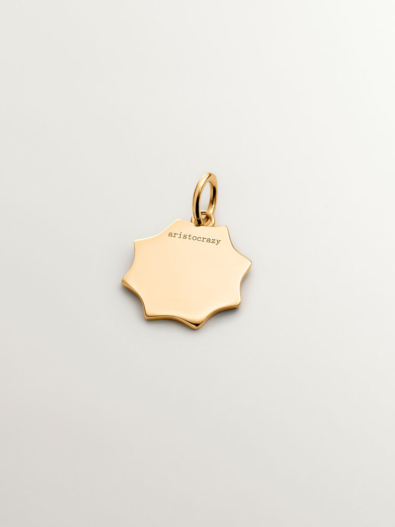 18K yellow gold plated 925 sterling silver charm with initial U and lilac star shaped enamel image number 2