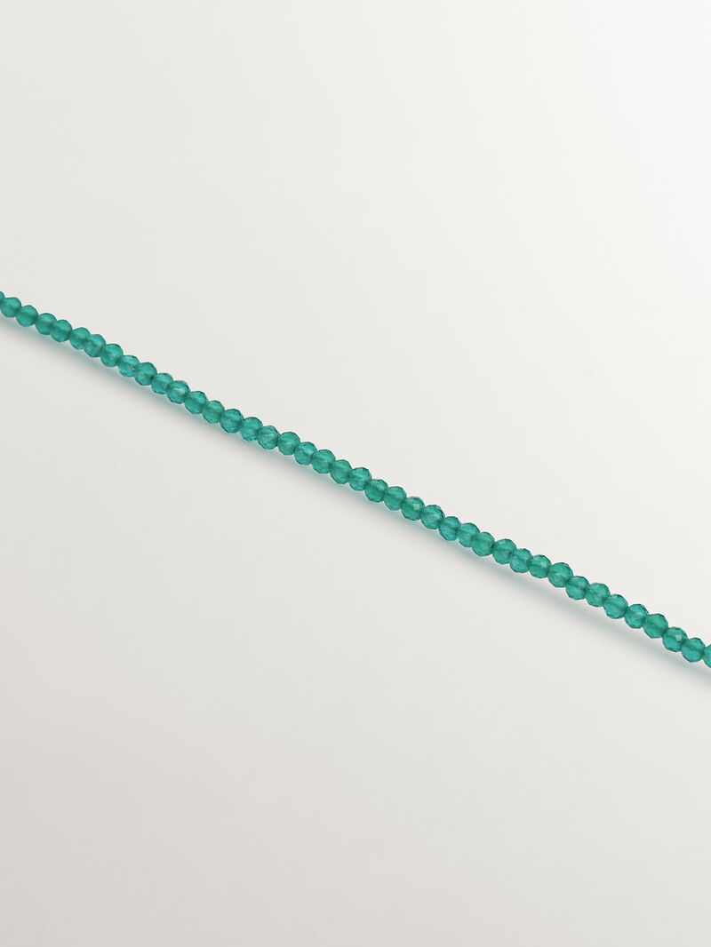 925 Silver bracelet bathed in 18K yellow gold with green onyx beads. image number 2