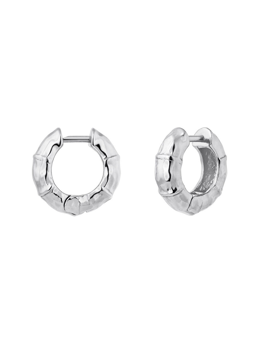 Small Bambú silver hoop earrings, J05394-01, hi-res