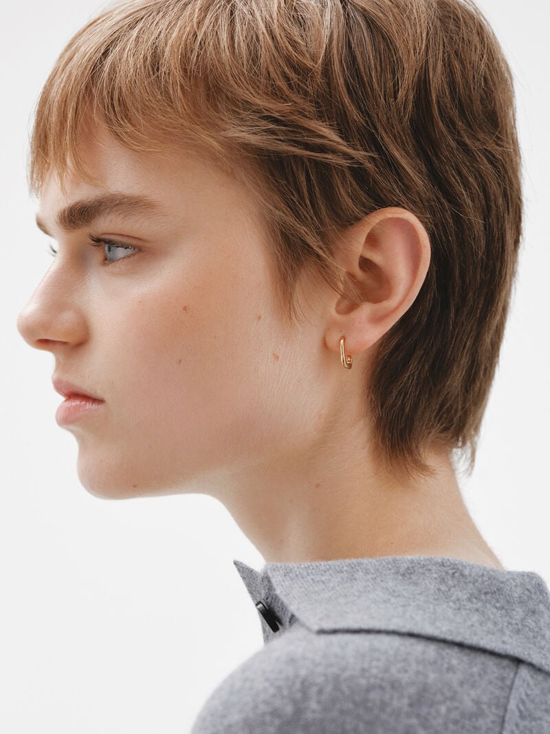 Square hoop earrings in 925 silver bathed in 18K yellow gold image number 3