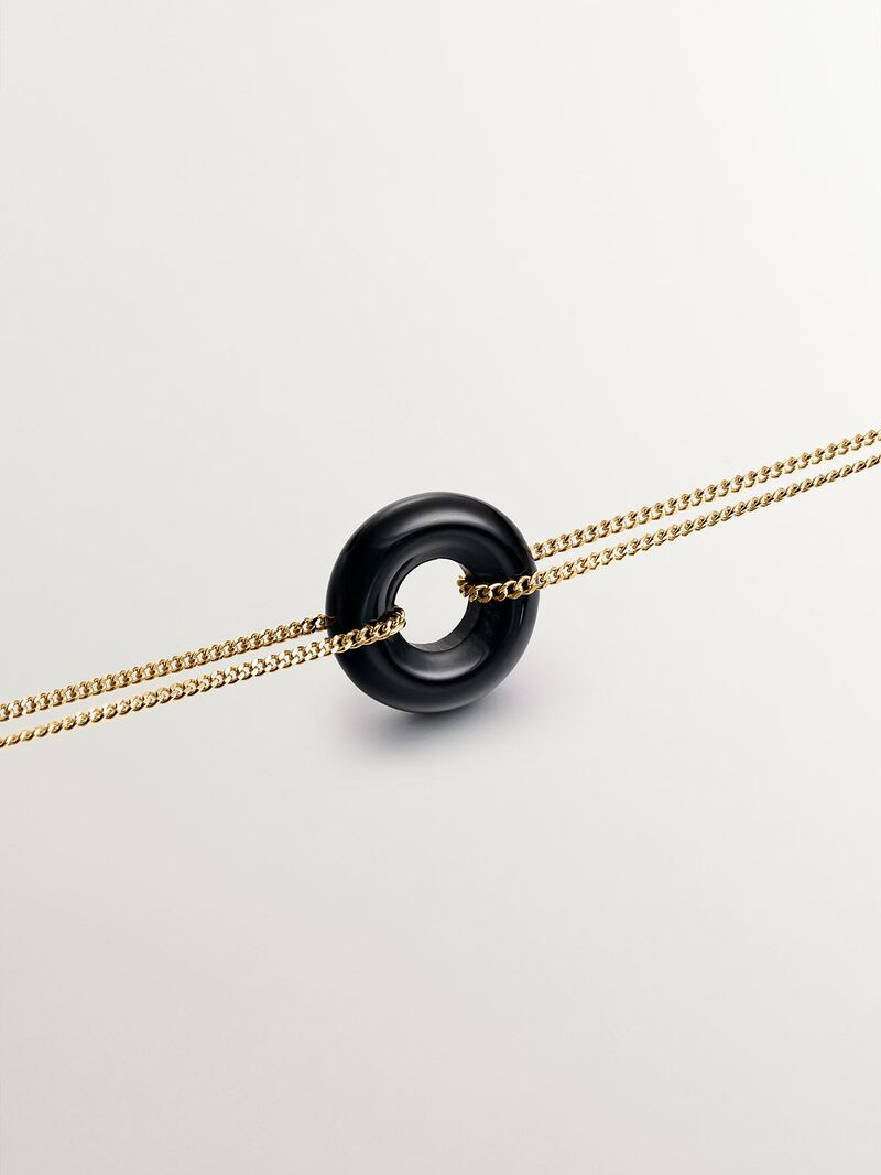 925 silver bracelet in 18k yellow gold with black ónix image number 2