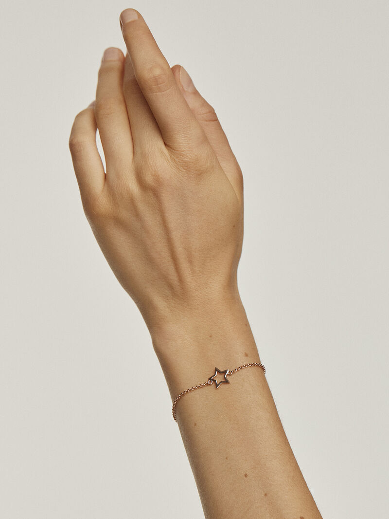 Pulsera de plata 925 bañada en oro amarillo de 18K con forma de estrella image number 1